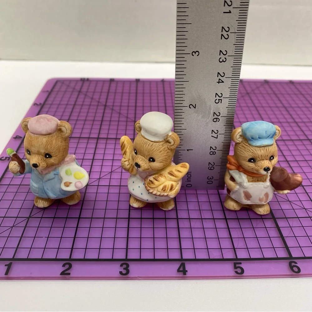Homco Vintage Bears 3 Career Professional Artist Baker Shoe Cobbler Figurines